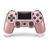 PS4 コントローラー ワイヤレス Bluetooth 二重振動 DUALSHOCK 4代用 ジャイロセンサー機能 重力感応 ゲームパット ワイヤレスコントローラ 無線 ゲームパッド Bluetooth ゲームパッド イヤホンジャック ジャイロセンサー PS4対応 充電ケーブル付き 【1年安心保障付き】 (ローズ・ゴールド)