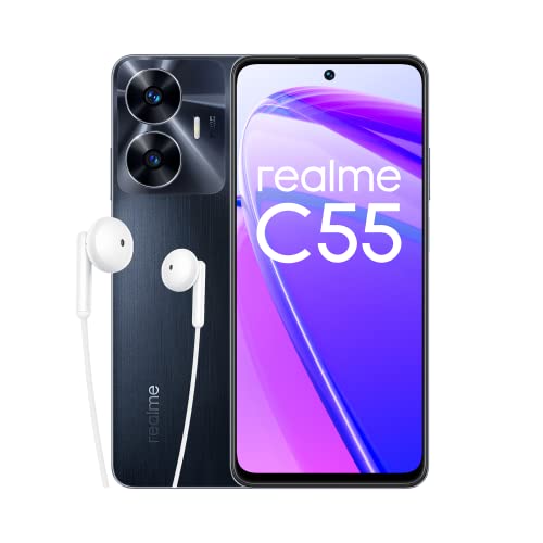 realme C55 Smartphone 4g, cámara de 64MP con IA, 6GB de RAM + 128GB de ROM, carga SUPERVOOC de 33W, gran batería de 5000mAh, diseño ultrafino de 7,89mm, negro de noche lluviosa