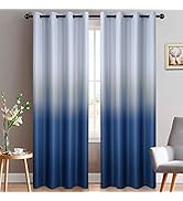 Yakamok Blue Ombre Curtains Light Blocking Gradient Color Drapes Room Darkening Thermal Insulated...