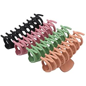 SHALAC Large Hair Claw Clips for Thick Hair 4 PCS, Strong Hold Perfect for Women, Barrettes for Long Hair, Fashion Accessories for Girls, Hair Clamps Clip 4.4 Inch Big Hair Claw for Heavy Hair