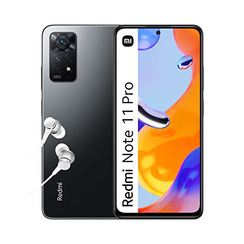 Xiaomi Redmi Note 11 Pro - Smartphone de 6+128GB, Pantalla de 6.67” 120Hz FHD+ AMOLED, Cuádruple Cámara de 108MP+8MP+2MP+2MP AI, 5000mAh, Graphite Gray (Versión ES + 3 años de garantía)