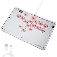 レバーレスアケコン 薄型ロープロ16ボタンレバーレスコントローラー 膝置き可 無遅延 T16 For PC Switch PS4 PS3 RGB LEDライトDIY ホットスワップ 天板カスタマイズ用テンプレート 天板広め 連射機能 格闘ゲームコントローラー 日本語説明書付き (T16 RGB)