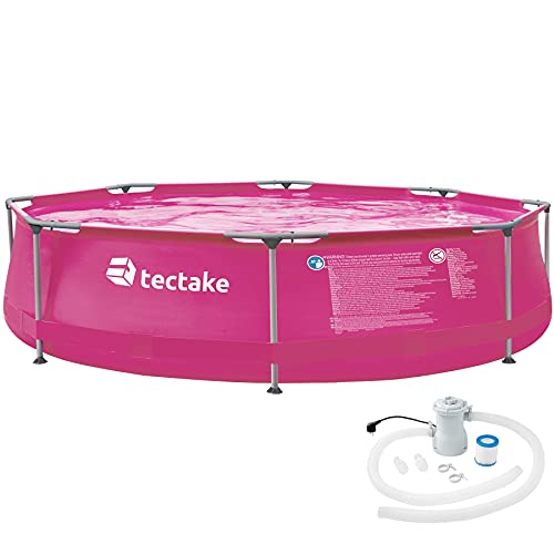 TecTake 800580 Piscina Desmontable, Swimming Pool, Tejido de PVC, Construcción Robusta, Fácil Montaje, Compacta - Disponible en Varios Modelos (Rosa | Ø 300 cm)