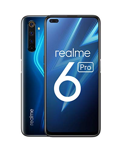 realme 6 Pro – Smartphone de 6.6”, 6 GB RAM + 128 GB ROM, Procesador OctaCore Snapdragon 720G, Cuádruple Cámara AI 64MP, Dual Sim, Color Lightning Blue