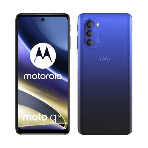 Motorola Moto g51 5G (Pantalla 6.8" Full HD+, Triple cámara 50 MP, procesador Octa Core, batería 5000 mAH, Dual SIM, 4/128GB, Android 11), Azul [Versión ES/PT]