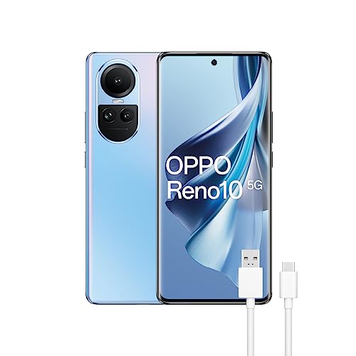 OPPO Reno10 5G - Smartphone Libre, 8GB+256GB, Pantalla AMOLED 6.7", Cámara 64+8+32 MP, Android, Batería 5000mAh, Carga Rápida 67W - Azul