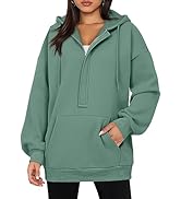 ROSELINLIN Womens Oversize Hoodies Basic Solid Sweatshirts Long Sleeve Pullover Tops Zip Collar w...