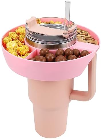 MEETI Snack Bowl for Stanley Cup, Reusable Snack Ring Compatible with Stanley Quencher H2.0 30OZ / 40OZ Tumbler with Handle, Stanley Cup Accessories, Snack Bowl (Pink, 40OZ)