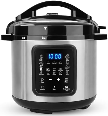 6 Quart Electric Pressure Cooker: 9-in-1 Multi-Cooker, Pressure Cooker, Slow Cooker, Rice Cooker, Steam, Sauté, Yogurt Maker, Warmer & Sterilizer, Programmable Pressure Cooker with 24H Delay Timer