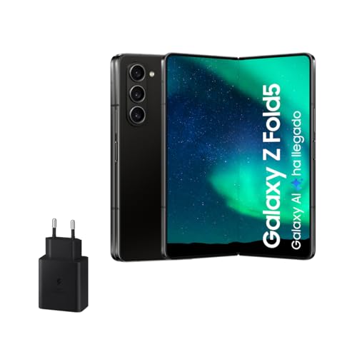 Samsung Galaxy Z Fold5, 512 GB + Cargador 45W - Teléfono Móvil Plegable con IA, Smartphone Android Libre, 12GB de RAM, Cámara de Alta Resolución, Negro (Versión Española)