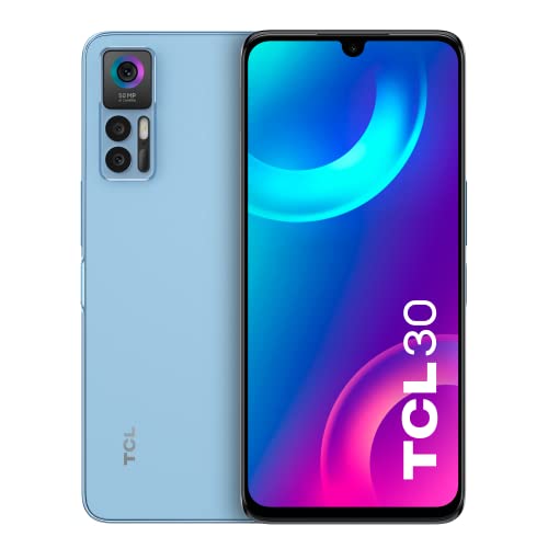 TCL 30 - Smartphone de 6.66" FHD+ AMOLED con NXTVISION (MediaTek Helio G37, 4GB/64GB Ampliable MicroSD, Dual SIM, Cámaras 50MP+2MP+2MP, Batería 5000mAh, Android 12) Azul