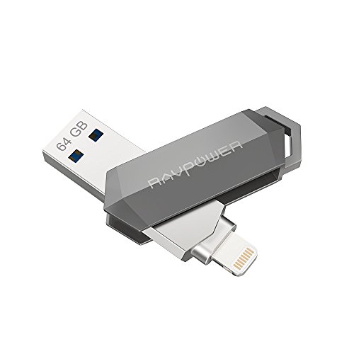 RAVPower Memoria USB 64GB, Unidad Pendrive [Certificado MFI], Copia de Seguridad Instantánea, Almacenamiento Directo de Archivos, Compatible con iPhone, iPad, Mac, portatiles Windows, Memoria USB 3.0