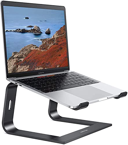 OMOTON Soporte Ordenador Portátil Mesa, Soporte Laptop de Aluminio para Macbook Pro/Air, DELL, HP, Lenovo y Otros Portátiles y Netbooks, Base de Portátil para Ordenador de 10-15,6 Pulgadas, Negro