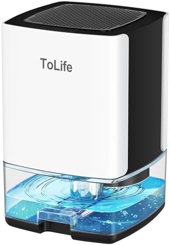 Dehumidifiers for Home 30 OZ Water Tank with Auto-Off, Portable Small ToLife Dehumidifier for Bedroom, Room, Bathroom,RV, Closet 500 sq.ft,7 Colors LED Light,White & Black