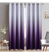 Yakamok Light Blocking Gradient Color Curtains Purple Ombre Blackout Curtains Room Darkening Ther...