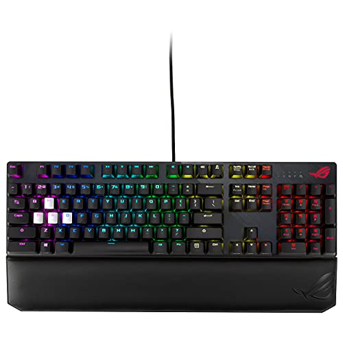 ROG Strix Scope NX Deluxe - Teclado mecánico RGB gaming (Conexión por cable, interruptores ABS ROG NX Red, chasis de aluminio, Aura Sync y teclas WASD plateadas para juegos FPS) Negro - QWERTY