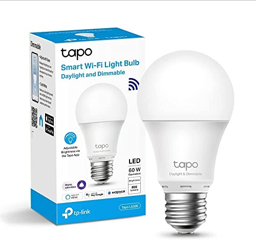 TP-Link TAPO L520E - Bombilla LED Inteligente, Bombilla WiFi sin necesidad de Hub, Blanco Neutro 4000K, Regulable,E27, 8.7W/ 806lm, Compatible Alexa, Echo y Google Home