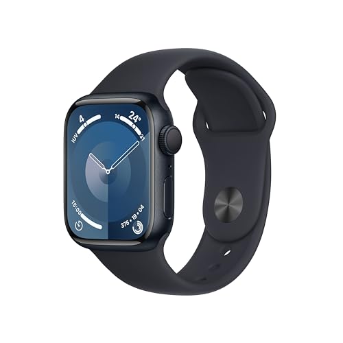 Apple Watch Series 9 [GPS] Smartwatch con Caja de Aluminio en Color Medianoche de 41 mm y Correa Deportiva Color Medianoche - Talla M/L. Monitor de entreno, App Oxígeno en Sangre, Resistencia al Agua