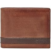 Fossil Men's Quinn Leather Bifold with Flip ID Wallet, Brown, (Model: ML3644200)