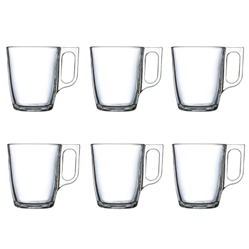 Luminarc Nuevo Set 6 Tazas Desayuno Mugs café de Vidrio para microondas 25cl, Negro