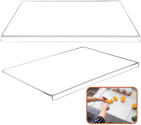 24"x 18"Acrylic Anti-Slip Transparent Cutting Board for Kitchen Counter,Clear Cutting Board for Countertop with Lip,Non Slip Chopping Board,Space Saving Countertop Protector-One Piece