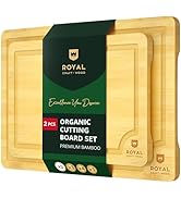 ROYAL CRAFT WOOD Wooden Serving Boards for Kitchen Meal & Cutting-Bamboo Cutting Board Set with J...