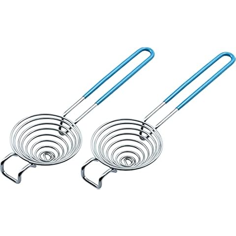 CAMKYDE Egg Separator Food Grade Stainless Steel Egg Yolk White Separation Tool, Set of 2 (Blue)