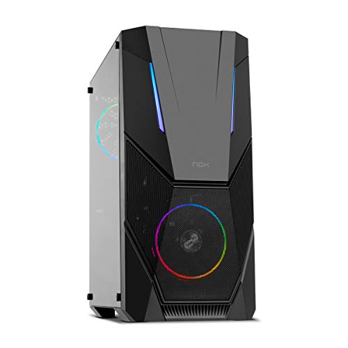 NOX Infinity Delta -NXINFTYDELTA- Semitorre tira LED ARGB ATX-Micro ATX-ITX, lateral acrílico, 2 ventiladores ARGB 120mm preinstalados, USB 3.0, espacio para hasta 8 ventiladores, color negro