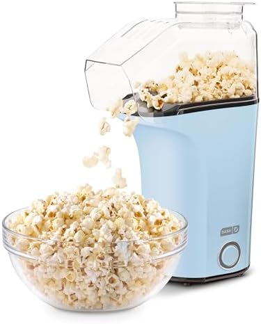 DASH Hot Air Popcorn Popper Maker with Measuring Cup to Portion Popping Corn Kernels + Melt Butter, 16 Cups - Dream Blue