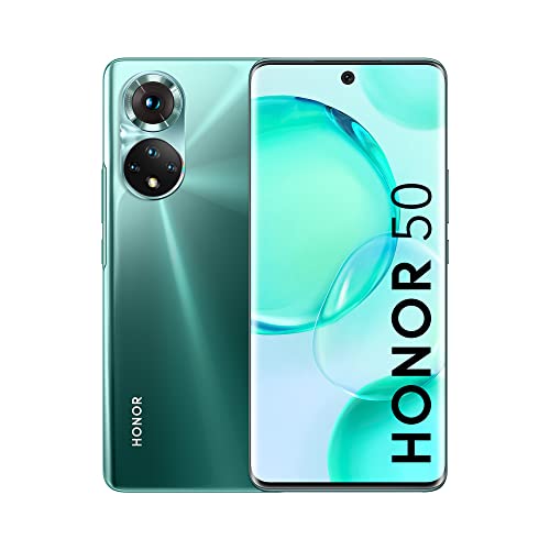 HONOR 50 Smartphone 5G Libre Dual SIM Gratis Desbloqueado 6+128 GB, Teléfono Móvil con Cámara Cuádruplede de 108 MP, 120 Hz Pantalla Curva de 6,57" Pulgadas, Android 11, SuperCharge de 66 W, GMS