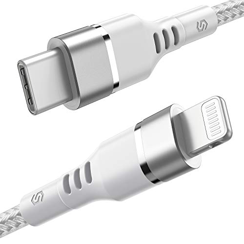 Syncwire Cable USB C a Lightning 2M【Certificado Apple MFi】 Tipo C Lightning, Nailon Trenzado, PD de Carga Rápida Compatible con iPhone 12/12 Pro/12 Mini/12 Pro MAX/SE 2020/11/11 Pro/X/XS/XR - Blanco