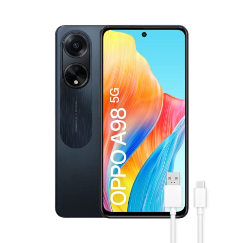 OPPO A98 5G – Smartphone Libre, 8GB+256GB, Pantalla 6,7”, Cámara 64+2+32MP, Cámara Microscopio, Android, Batería 5000mAh, Carga Rápida 67W - Negro