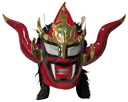 [Maskedmania] 【プロレスマスク】獣神サンダー・ライガー レプリカマスク 髪付 レッド×髪ブラック ルチャリブレ プロレス