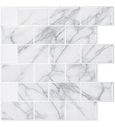 Art3d 10-Sheets Peel and Stick Backsplash Tile for Kitchen (12"x12", Grey Marble) (A17053P10)