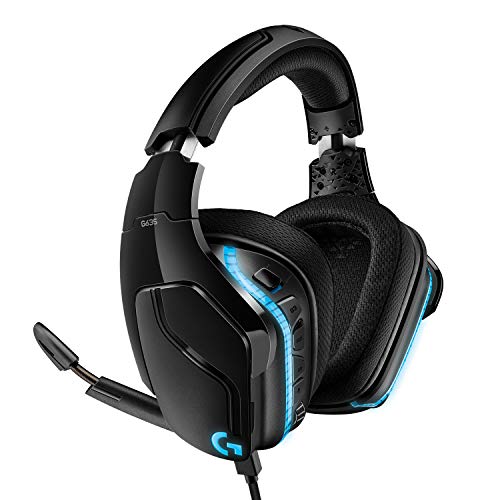 Logitech G635 Auriculares Gaming RGB con Cable, Sonido 7.1 Surround, DTS Headphone:X 2.0, Transductores 50mm Pro-G, USB/3.5mm, Mic Volteable para Silenciar, PC/Xbox One/PS4/Switch - Negro