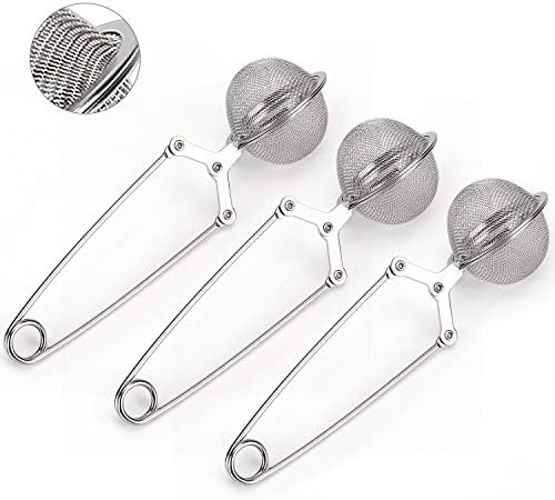 Snap Ball Tea Strainer, JEXCULL 3 Pack Premium Stainless Steel Tea Infuser with Handle for Loose Leaf Tea Fine Mesh Tea Balls Filter Infusers