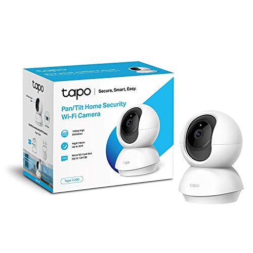 TP-Link - Cámara IP WiFi 360º, Cámara de Vigilancia FHD 1080p, Visión nocturna, Admite tarjeta SD, Audio Doble Vía, Detección de movimiento, Control Remoto, Fácil Configuración, Compatible con Alexa