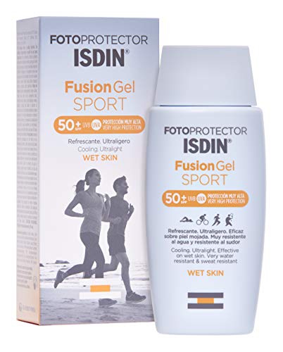 Fotoprotector ISDIN Fusion Gel SPORT SPF 50+, fotoprotector Corporal, para un máximo rendimiento, refrescante, ultraligero, Wet Skin, 100 ml