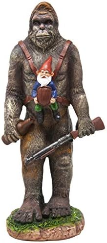 Funny Guy Mugs Bigfoot Garden Statue - Bigfoot and A Gnome - Indoor/Outdoor Garden Gnome Sculpture for Patio, Yard or Lawn