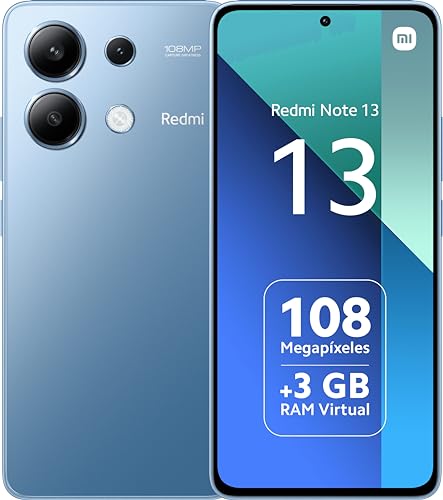 Xiaomi Redmi Note 13 4G- Smartphone 6+128GB, Dimensity 6080, Pantalla AMOLED FHD+ G-OLED de 6,67", 120Hz, Cámara de 108MP, 5000mAh, Carga de 33W, Azul Hielo [Versión Global]