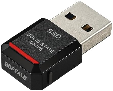 【Amazon.co.jp限定】バッファロー SSD 外付け 500GB 極小 コンパクト ポータブル PS5 / PS4 対応 (メーカー動作確認済) USB3.2 Gen2 読込速度 600MB/s ブラック エコパッケージ SSD-PST500U3BA/N