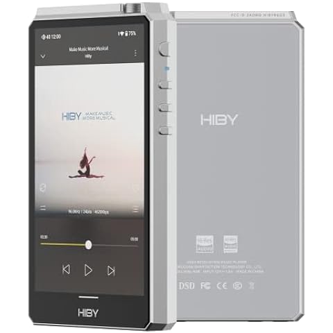 HiBy R6 III Digital Audio Player Portable Hi Res Audio Player MP3 MP4 Player With A&AB Dac Amp Android 12 Bluetooth 5.0 WIFI 2.4G+5G 4500mAh(Silver)