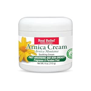 Real Relief Arnica Cream, Natural, Soothing, Non Greasy and Unscented Pain Relief Cream, 4 oz (Pack of 1)