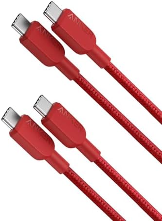 Anker USB C to USB C Cable, Type C Fast Charging Cord (3FT, 2Pack) for iPhone 15Series, iPad Air 4,MacBook Pro 2022, Switch,and More (USB 2.0, Red)