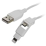 オウルテック Lightning変換アダプタ付きmicroUSBケーブル Kindle, Fireタブレット/iPhone6/6Plus/5S/iPad air2/mini3/ GALAXY/AQUOS/Xpeia等 充電&データ転送対応 Apple MFI認証 1.0m OWL-CBJDLM10-WH