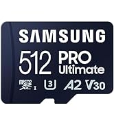 SAMSUNG PRO Ultimate microSD Memory Card + Adapter, 512GB microSDXC, Up to 200 MB/s, 4K UHD, UHS-...