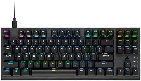 CORSAIR K60 RGB TKL RGB Tenkeyless Optical-Mechanical Wired Gaming Keyboard - OPX Switches - Polycarbonate Keycaps - iCUE Compatible - QWERTY NA Layout - Black