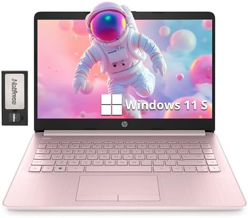 HP Stream 14" HD Lightweight Laptop, Intel Celeron N4120, 16GB RAM, 224GB Storage(64GB eMMC + 160GB Docking Station), Intel UHD Graphics, HD Webcam, 1 Year Office 365, WiFi, Bluetooth, Win 11s, Pink