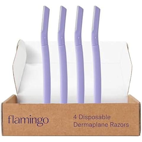 Flamingo Dermaplane Razors, 4 Single Blade Disposable Dermaplane Razors for Women