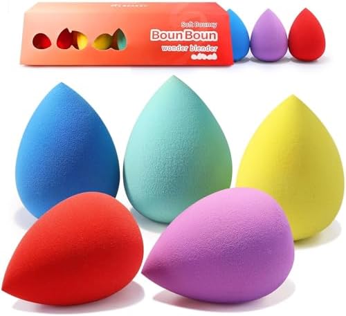 BEAKEY Makeup Sponge 5 Pcs Set, Latex-Free Boun Boun Beauty Sponge for Blending, Makeup Sponges for Foundation Liquid Cream and Powder. Blender for Enhanced Make Up Application, Halloween Makeup Tools